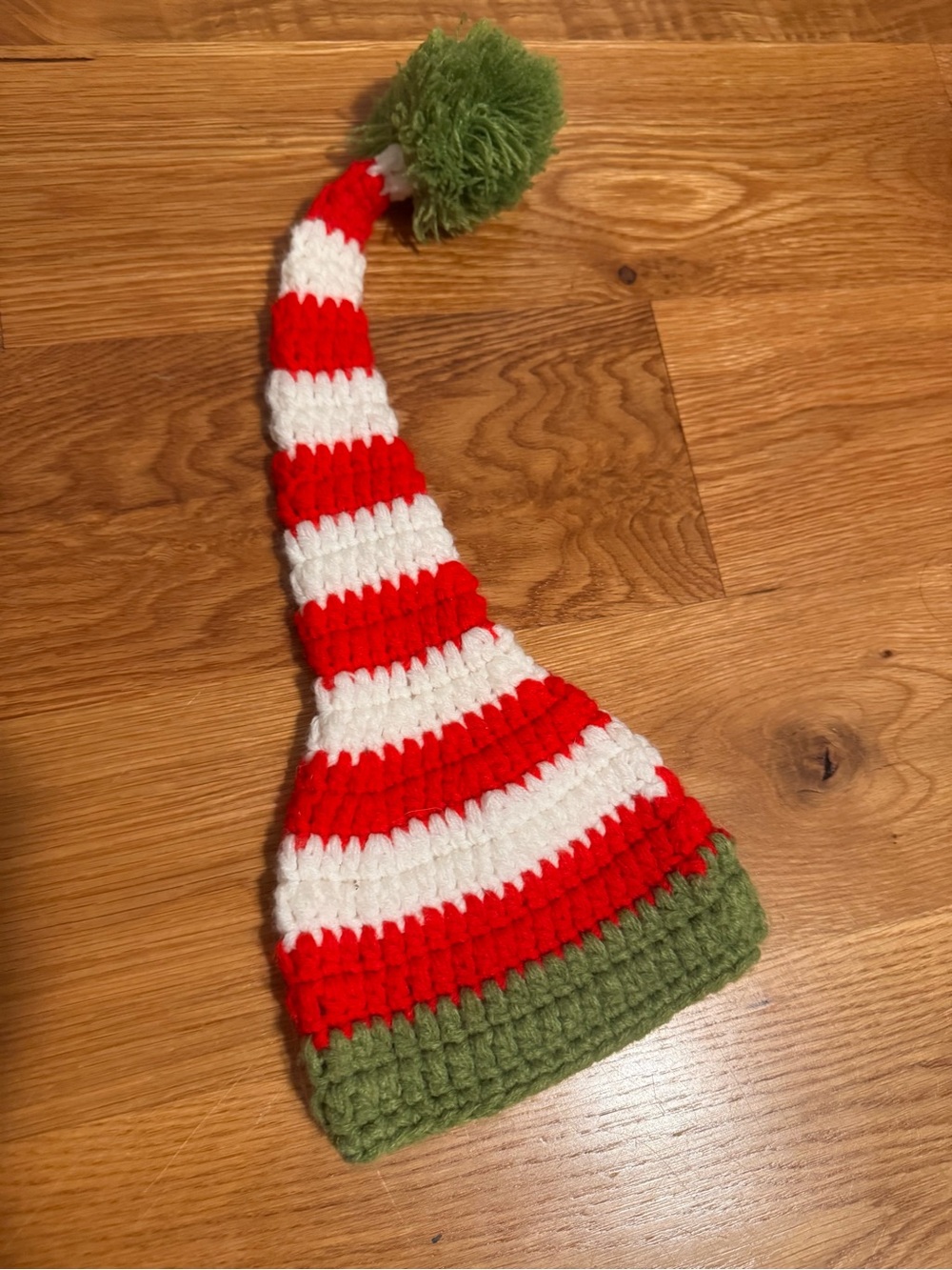 Infant Striped Elf Beanie Hat - Red White Green
